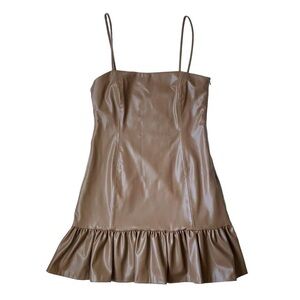 zara faux coffee leather dress <3🍸🎞️☕️